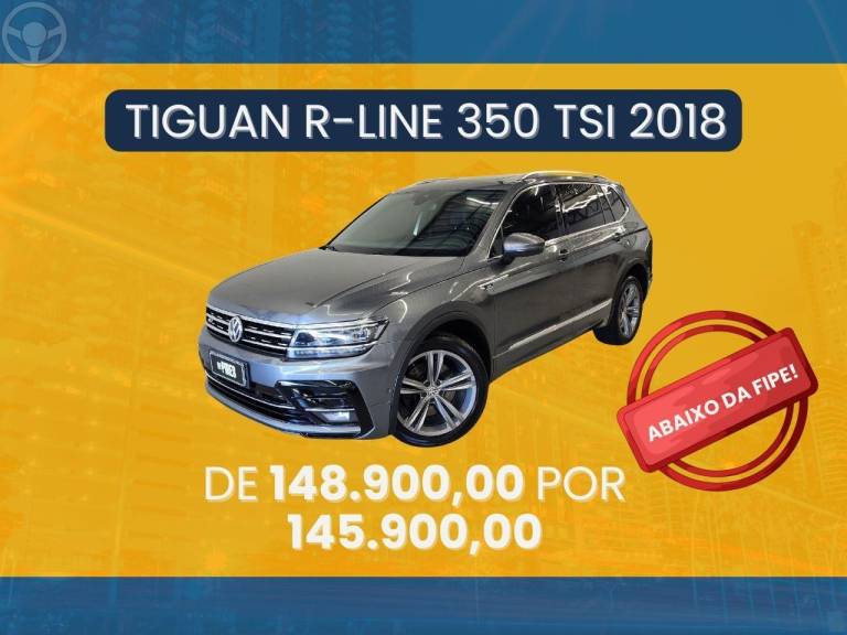 VOLKSWAGEN - TIGUAN 2.0 ALLSPACE R-LINE 350 TSI 4X4 4P - 2018/2018 - CINZA - R$ 145.900,00